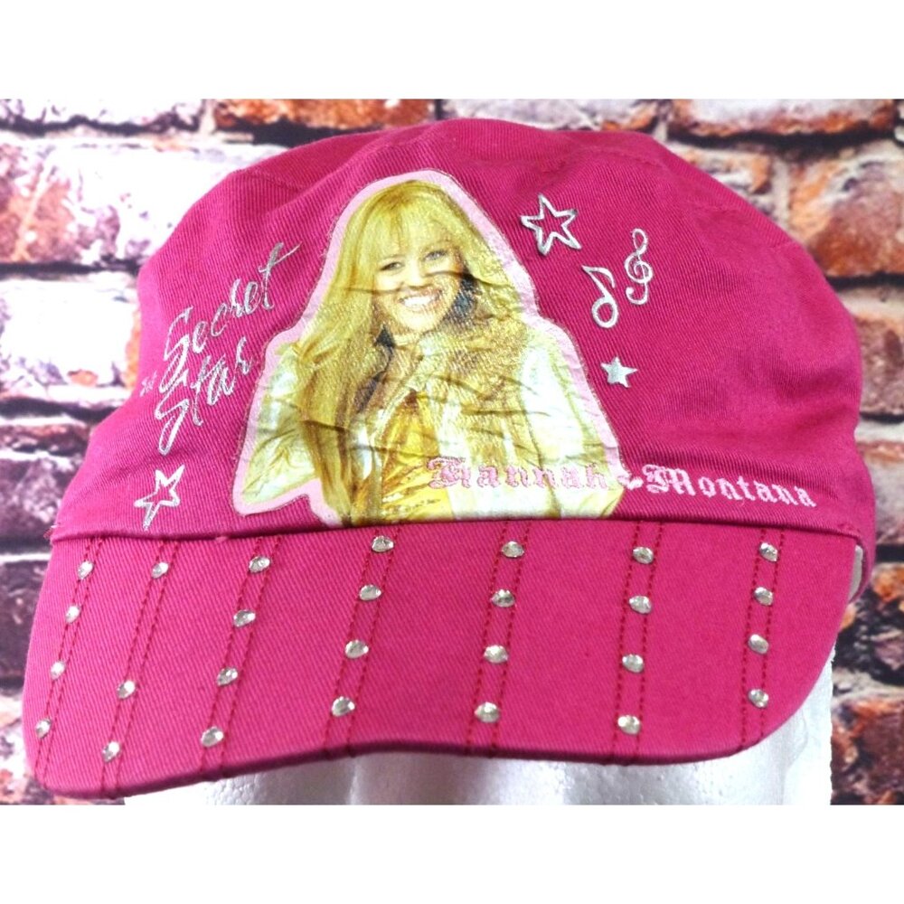 VTG Hannah Montana Pink "Secret Star" Rhinestone Embellished Cap Youth‎ Size